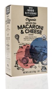 A box of macaroni and cheese with an image of the same scene.