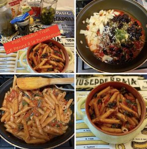 A collage of different foods in bowls on the table.