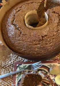 A close up of a cake with a fork