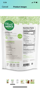 A bag of food with the back side labeled " sport basics ".